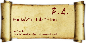 Puskás Lőrinc névjegykártya