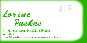 lorinc puskas business card